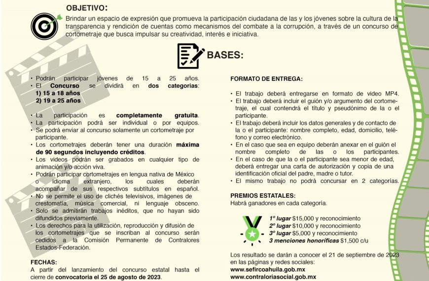 XI CONCURSO ESTATAL TRANSPARENCIA EN CORTO 2023